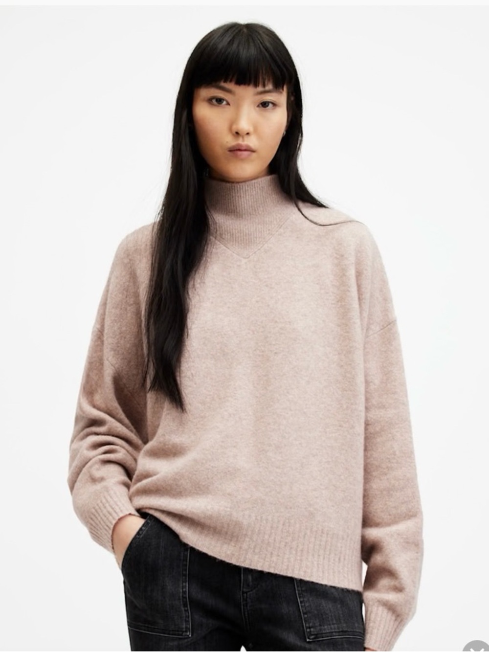 AllSaints Women's Mock Neck Sweater in Blush